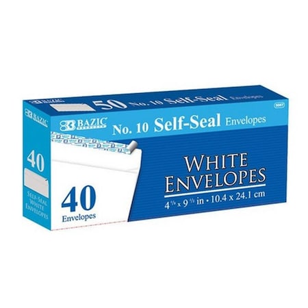 Bazic Products Bazic #10 Self-Seal White Envelope 40/Pack, 24PK BA36527